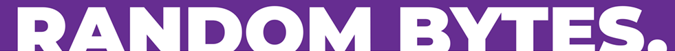 Logo with purple background with the text, Random Bytes